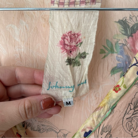 Johnny Was Peach Button-Up Tie Blouse - Picture 2 of 9